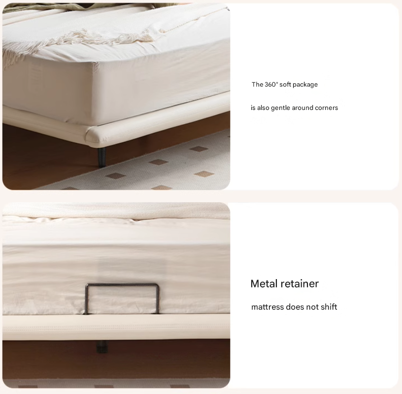 First Layer Cowhide Art Cream Suspended Bed