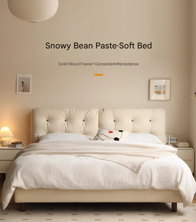 Organic Leather Art Bed Cream Cloud Soft