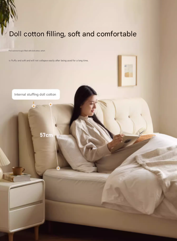 Organic Leather Art Bed Cream Cloud Soft