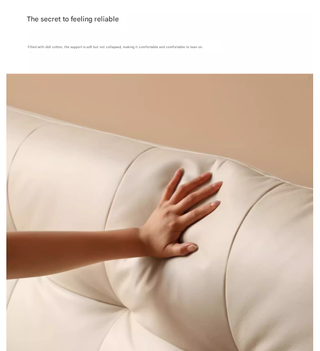 Genuine Leather Cream Suspended Bed