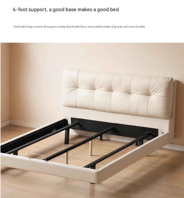 Genuine Leather Cream Suspended Bed