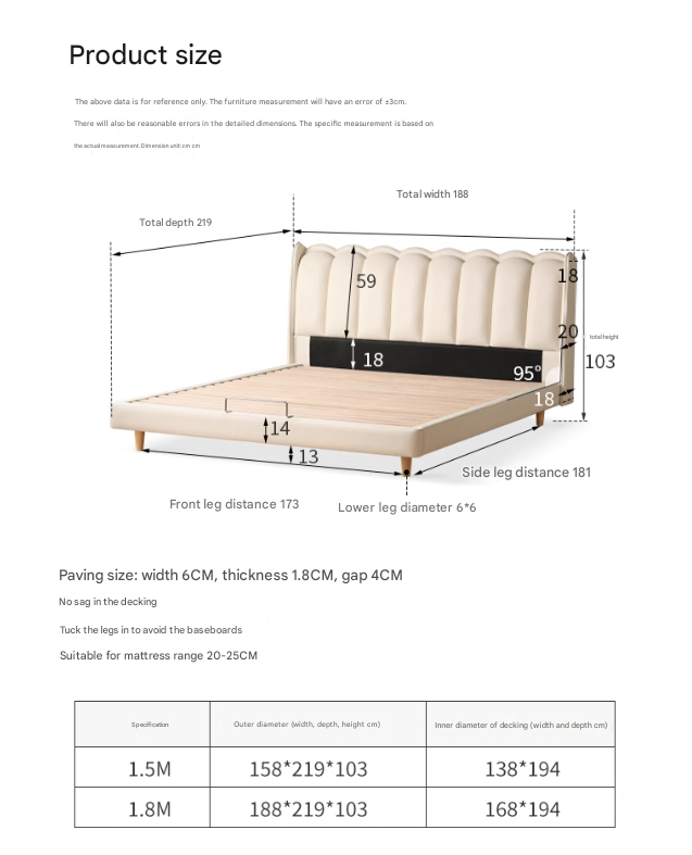 Organic Leather Art Bed Cream Style Modern