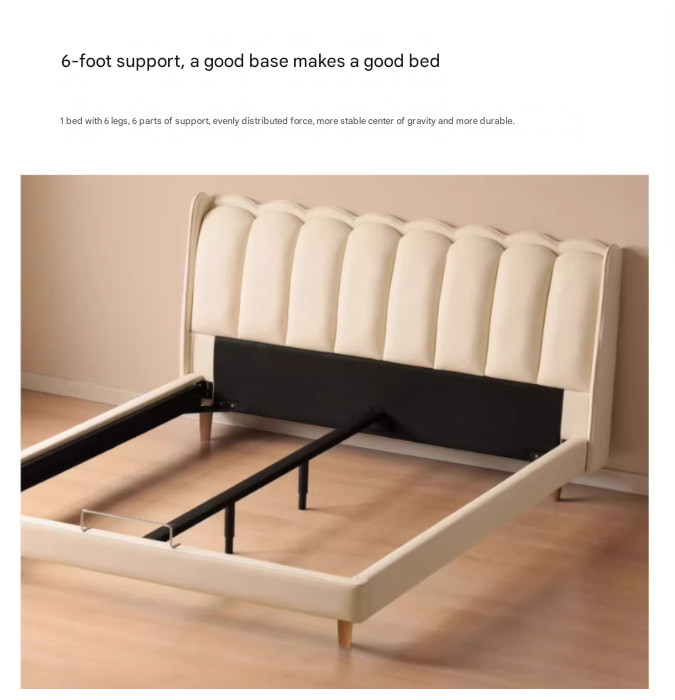 Organic Leather Art Bed Cream Style Modern