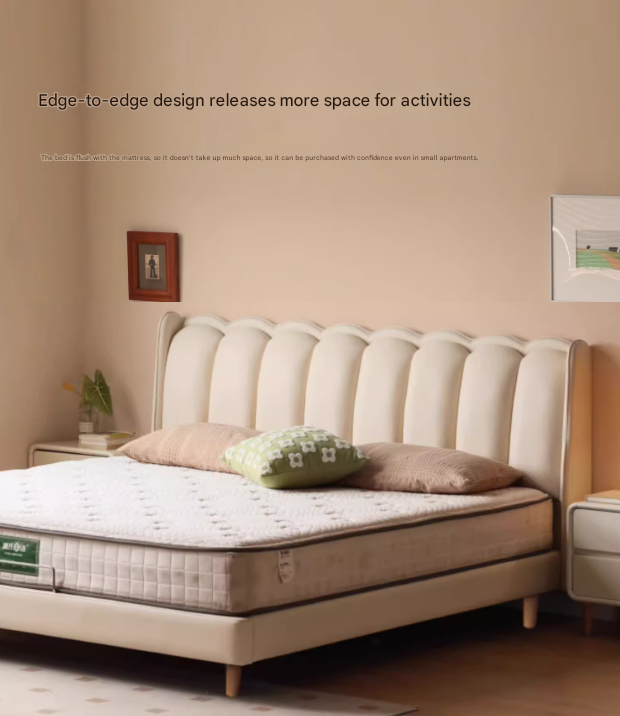 Organic Leather Art Bed Cream Style Modern