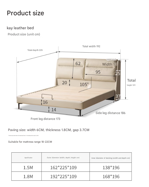 Cream Style Leather Bed First Layer Cowhide Bed
