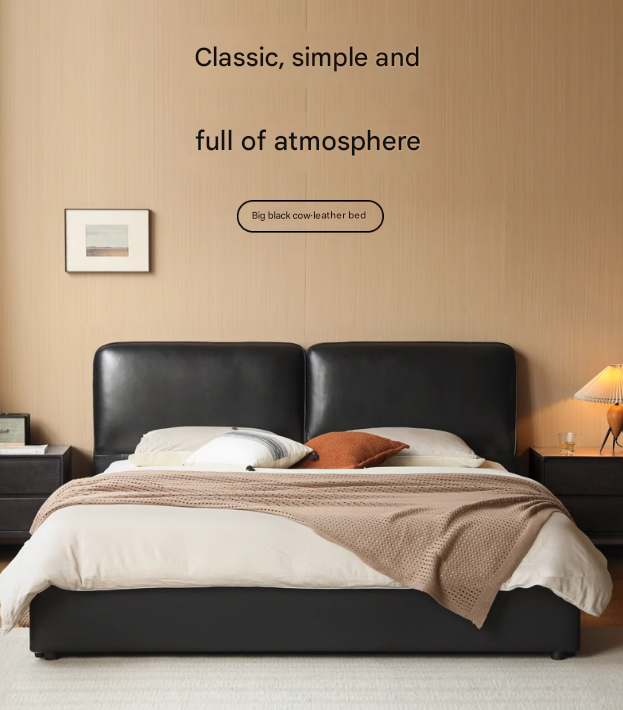 First Layer Of Yellow Cowhide Black Bed