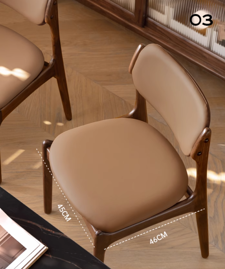 Black Walnut, Sandalwood Solid Wood Soft Back Modern Dining Chair