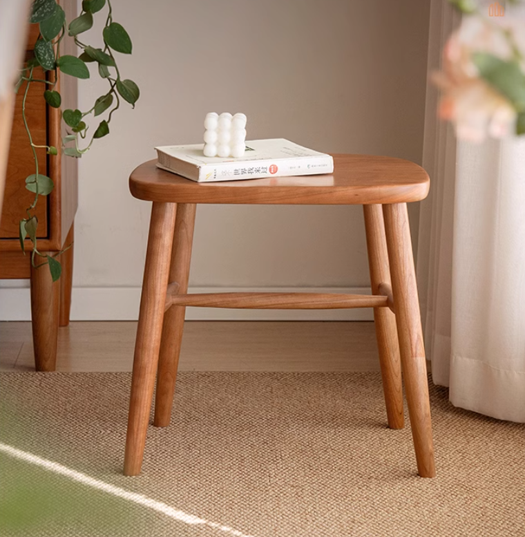 Cherry Wood Solid Wood Retro Square Makeup Stool