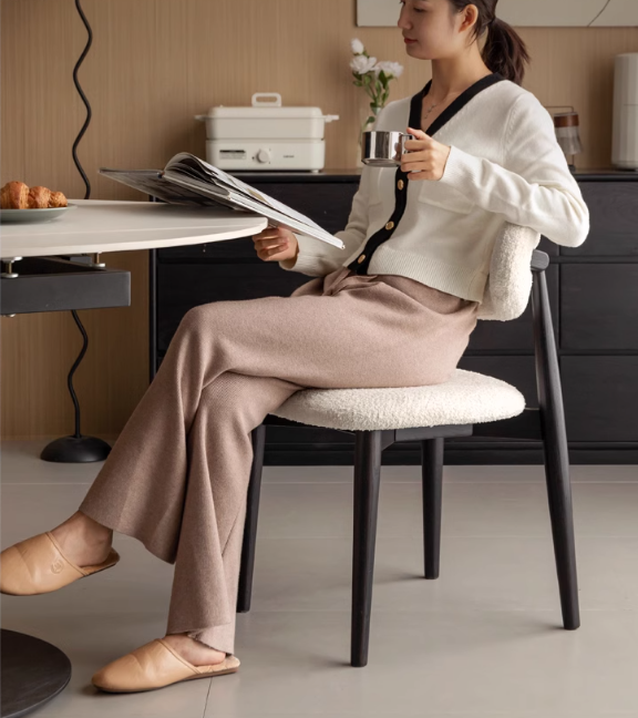 4 pcs Oak Solid Wood, Solid Rubberwood Modern Soft Dining Chair