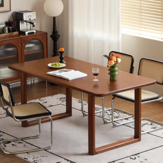 Poplar Solid Wood Medieval Style Large Plate Dining Table