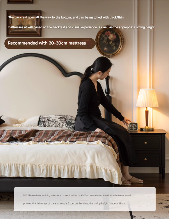 Ecological Cloud Leather Soft King Bed French Retro