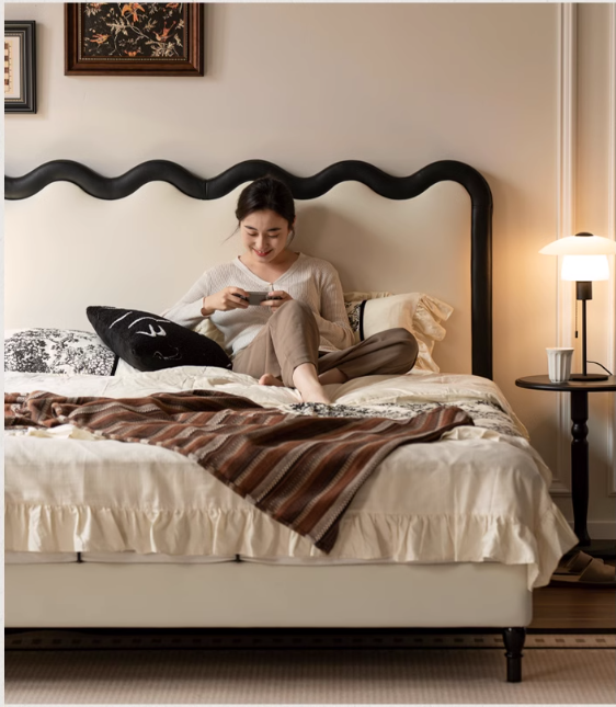 Eco Cloud Leather Soft Covered Wave Ripple Bed