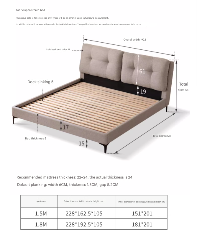 Lightweight Luxury Fabric Bed