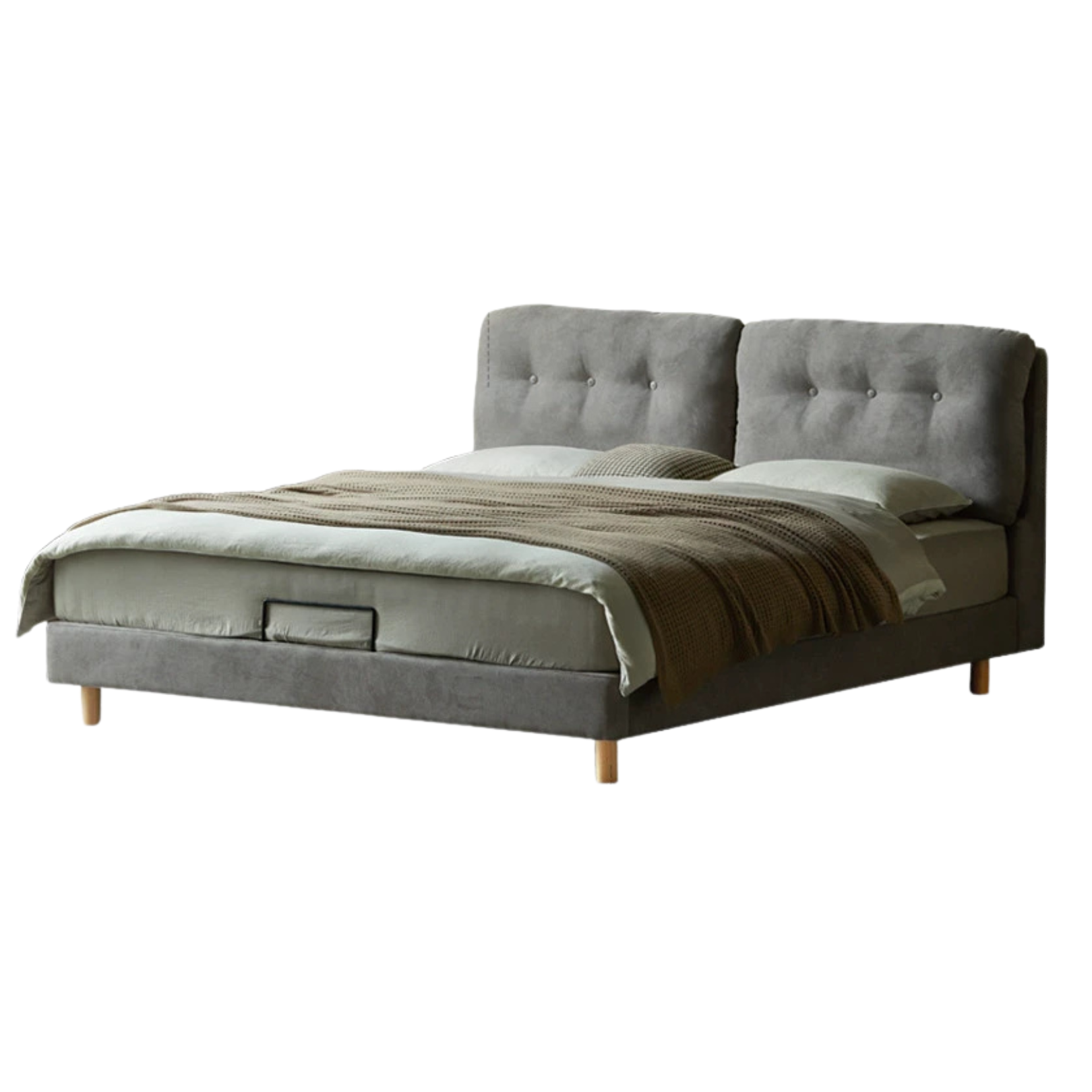 Fabric Soft Bed White Cream Style