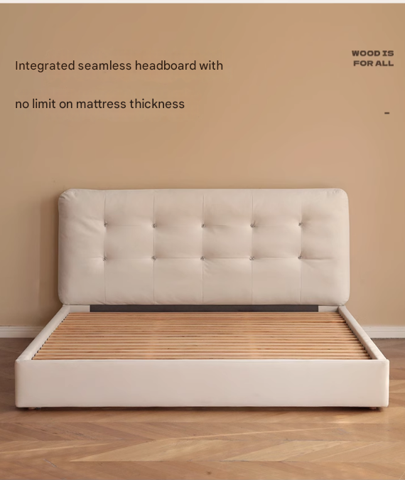 Fabric bed modern cream style white soft bed