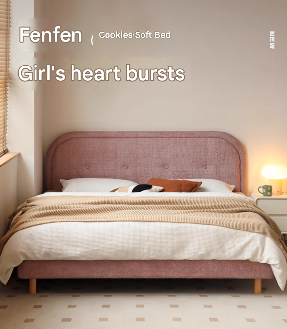 Fabric Pink Bed French Style