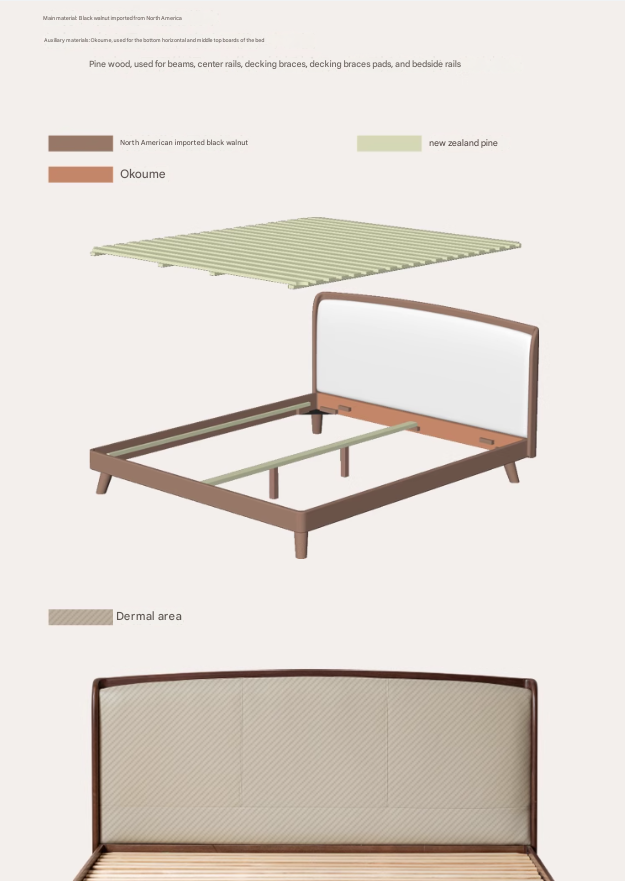 Teak, Black Walnut, Oak Solid Wood First Layer Yellow Cowhide Leather,Technical Cloth