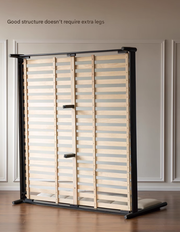 Rubber wood, Poplar Solid Wood Bed French Retro Style Black Harp Bed
