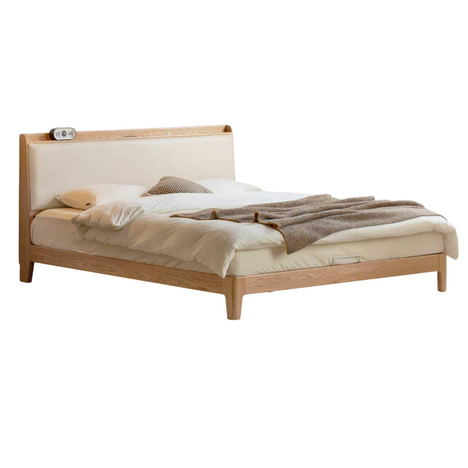 Oak solid Wood Technology Cloth Modern and Simple Bed