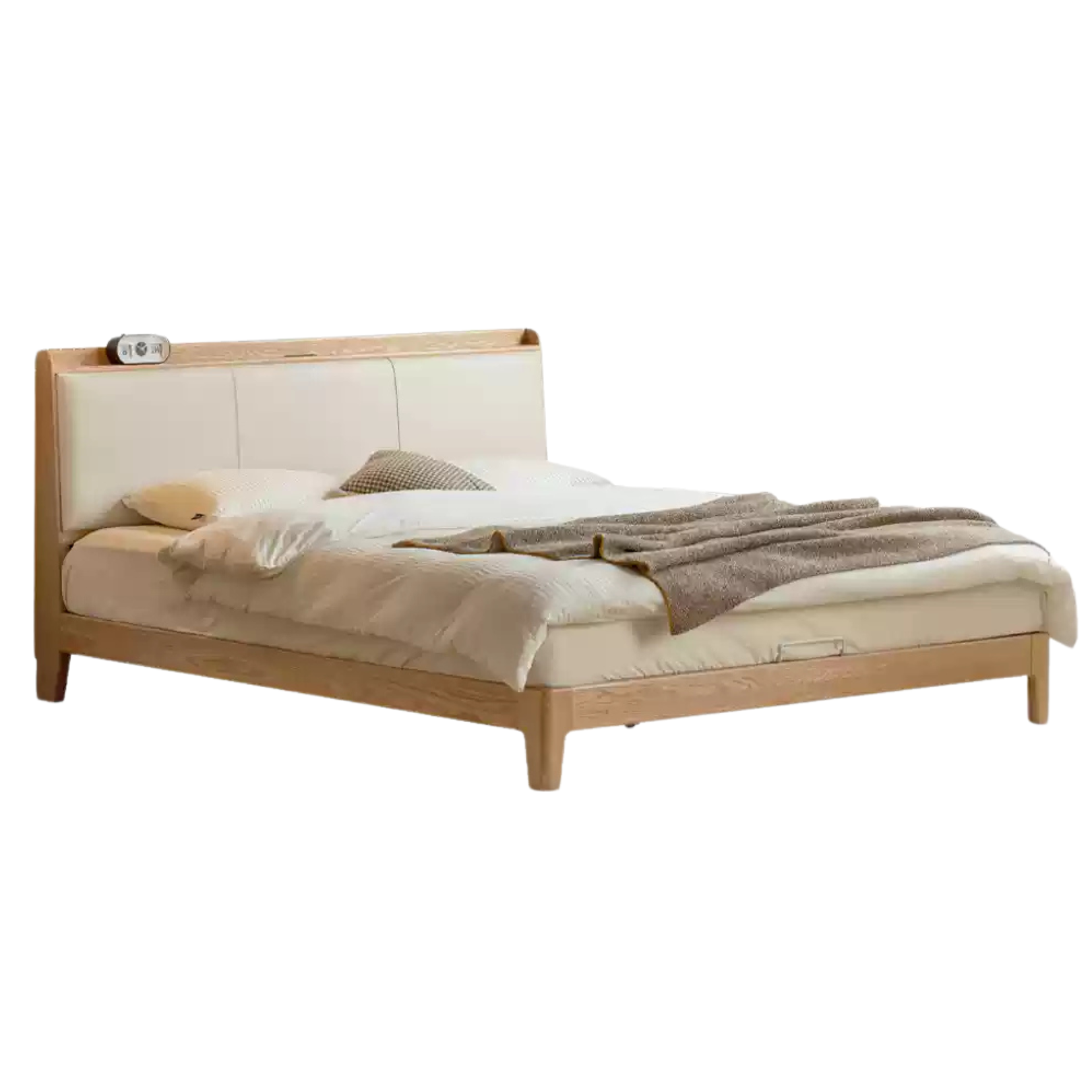 Oak solid Wood Technology Cloth Modern and Simple Bed