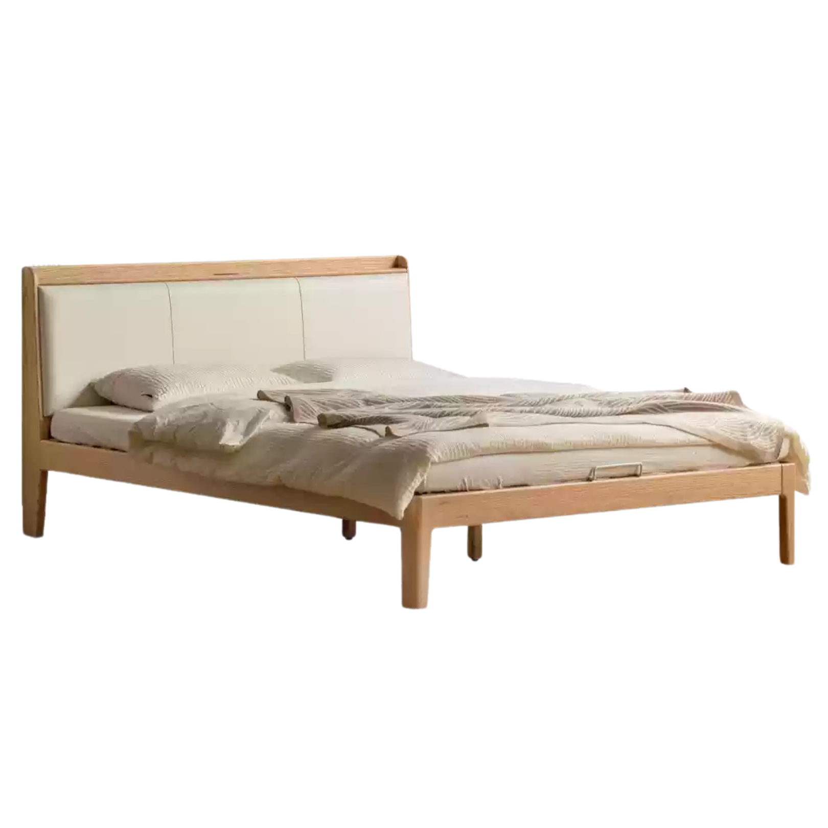 Oak solid Wood Technology Cloth Modern and Simple Bed