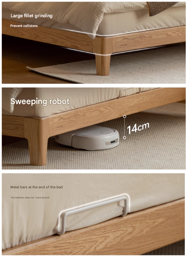 Oak solid Wood Technology Cloth Modern and Simple Bed