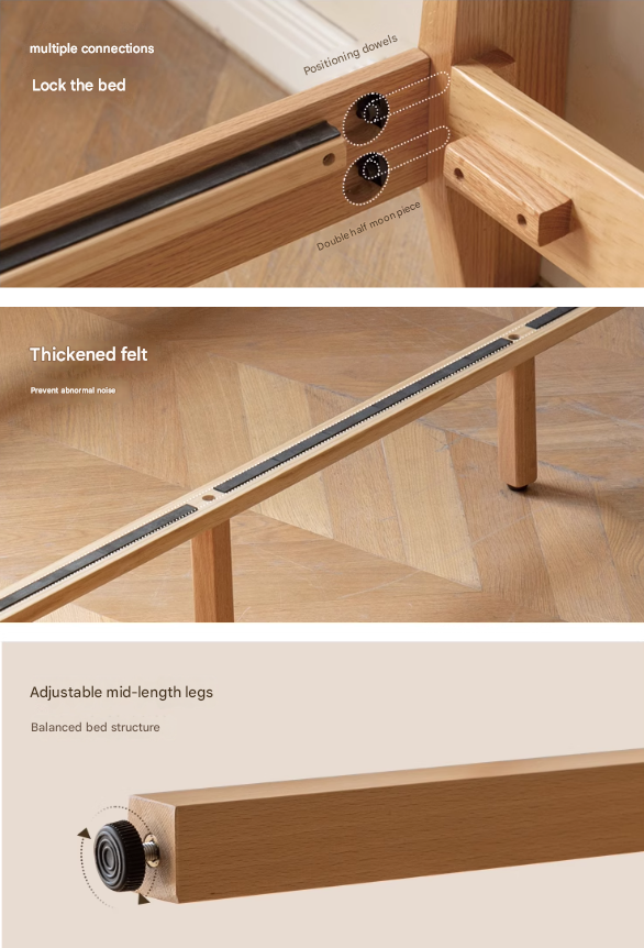 Oak solid Wood Technology Cloth Modern and Simple Bed