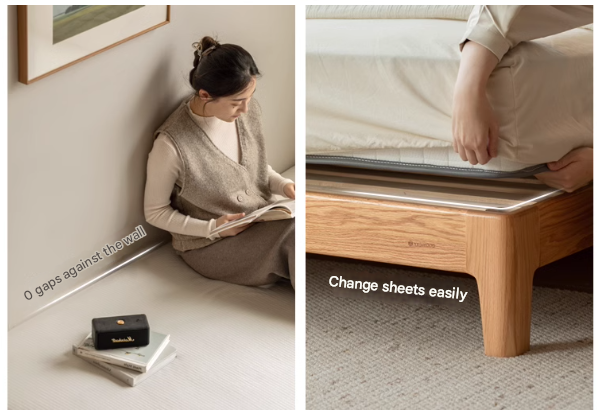 Oak solid Wood Technology Cloth Modern and Simple Bed