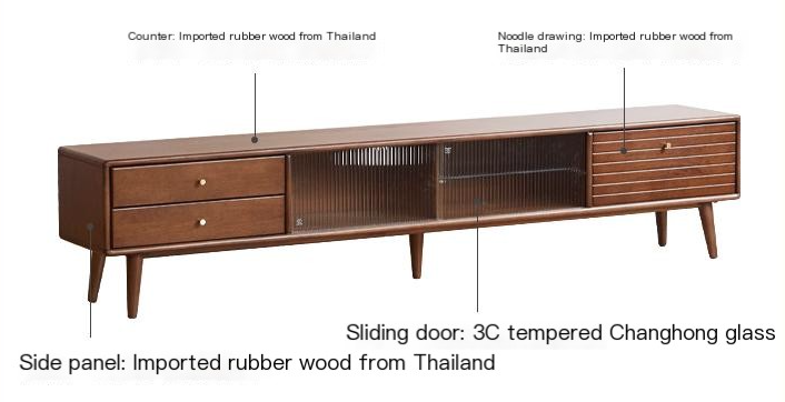 Rubber Solid Wood Light Luxury TV Cabinet