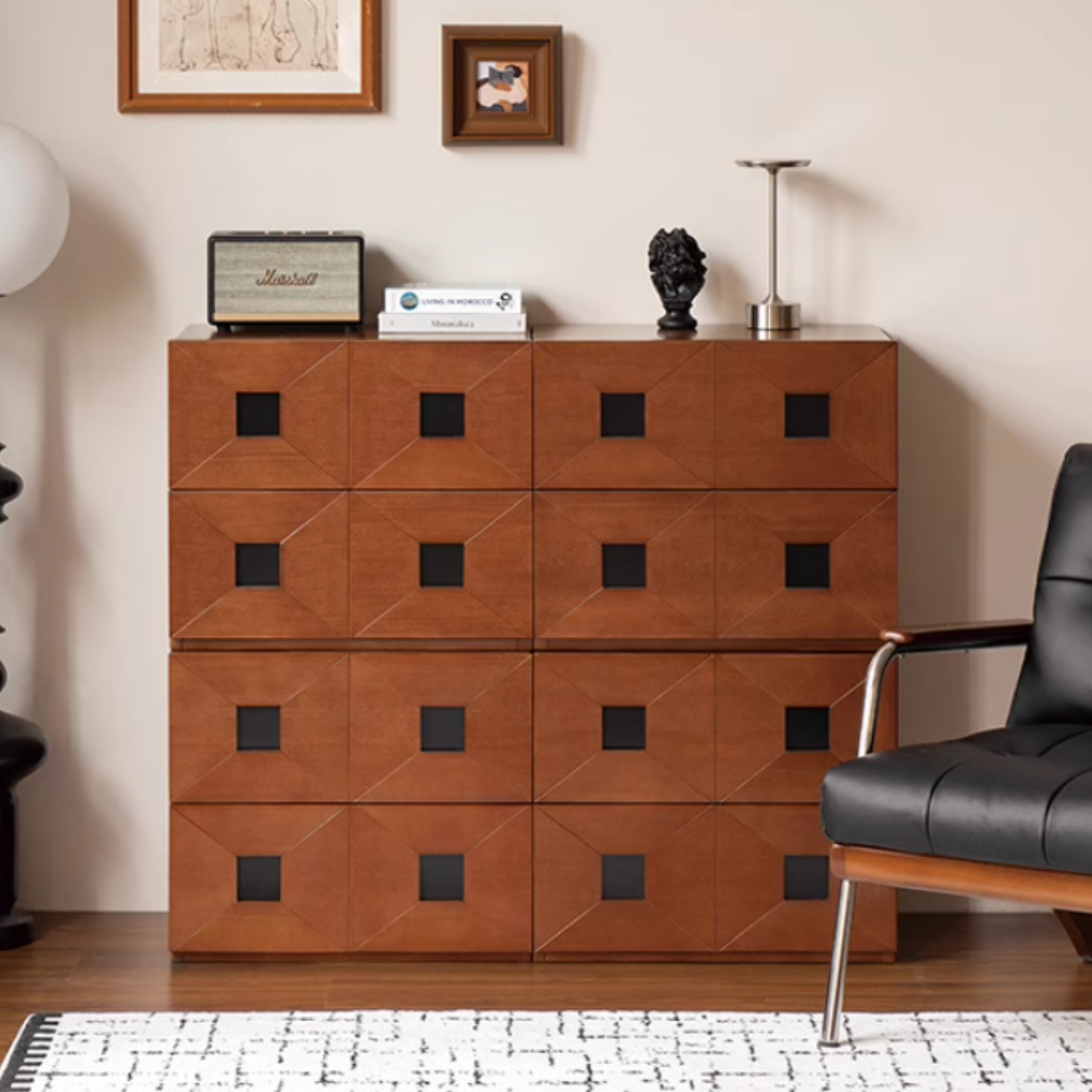 Poplar Solid Wood Ancient Style Module Combination TV Cabinet.