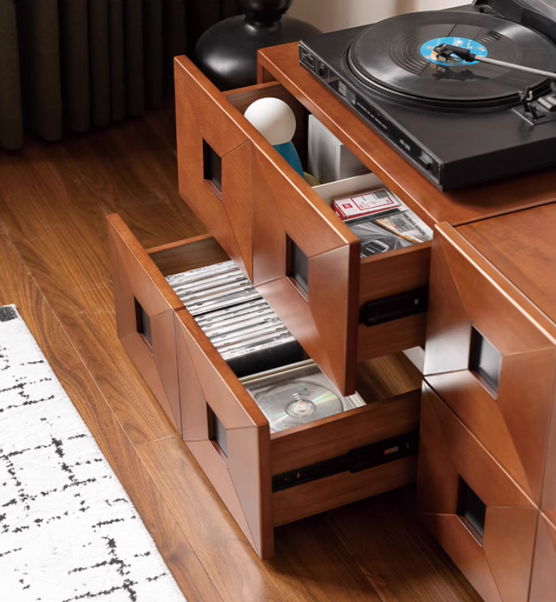 Poplar Solid Wood Ancient Style Module Combination TV Cabinet.