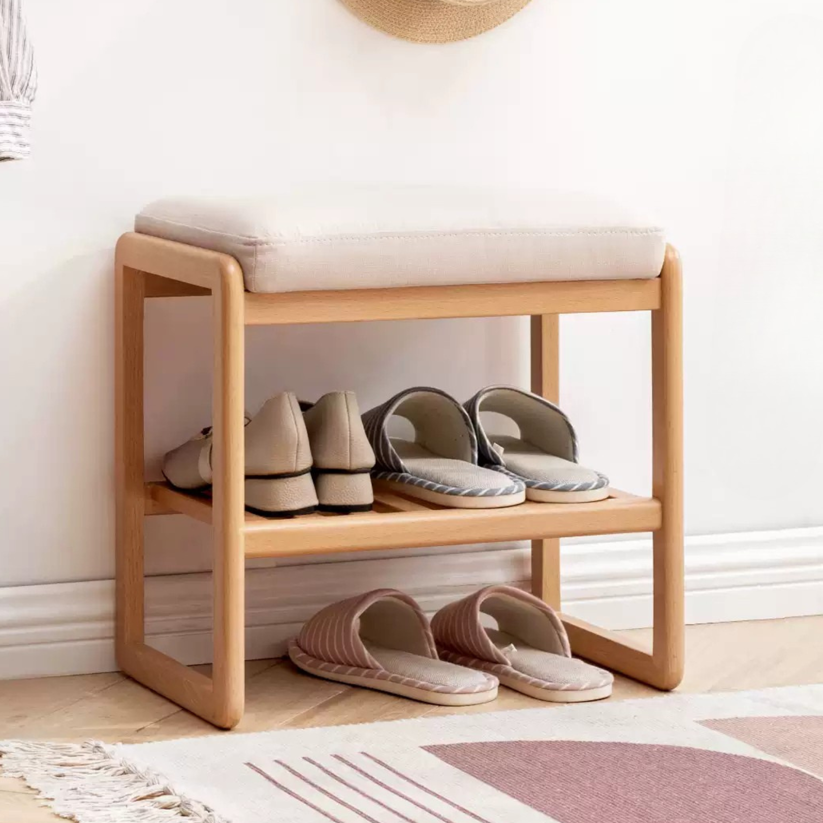 Beech Solid Wood Shoe Wearing Stool