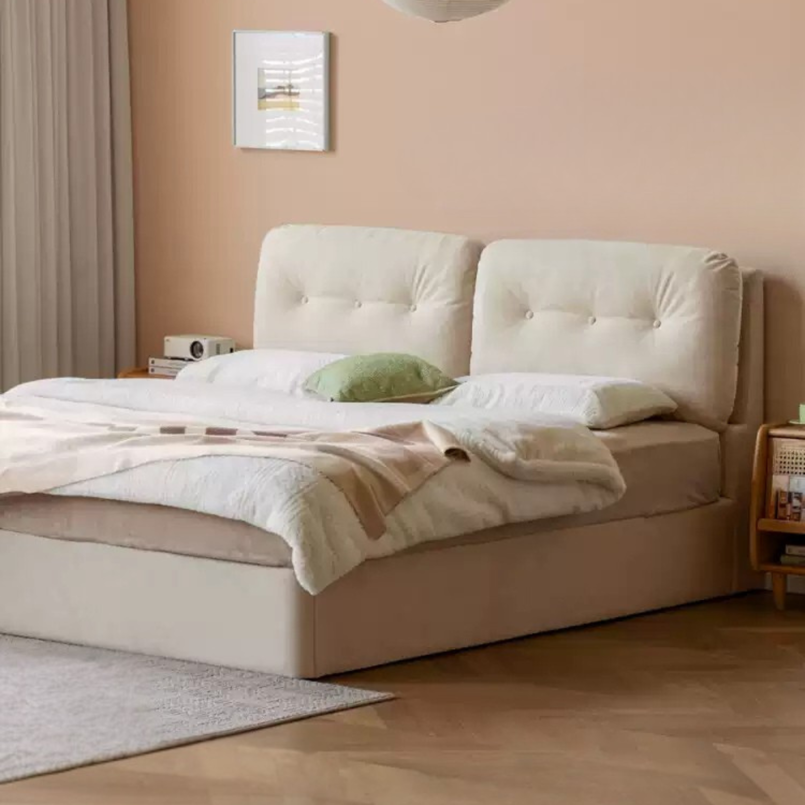 Cloud Upholstered Storage Bed with Tufted Wingback Headboard