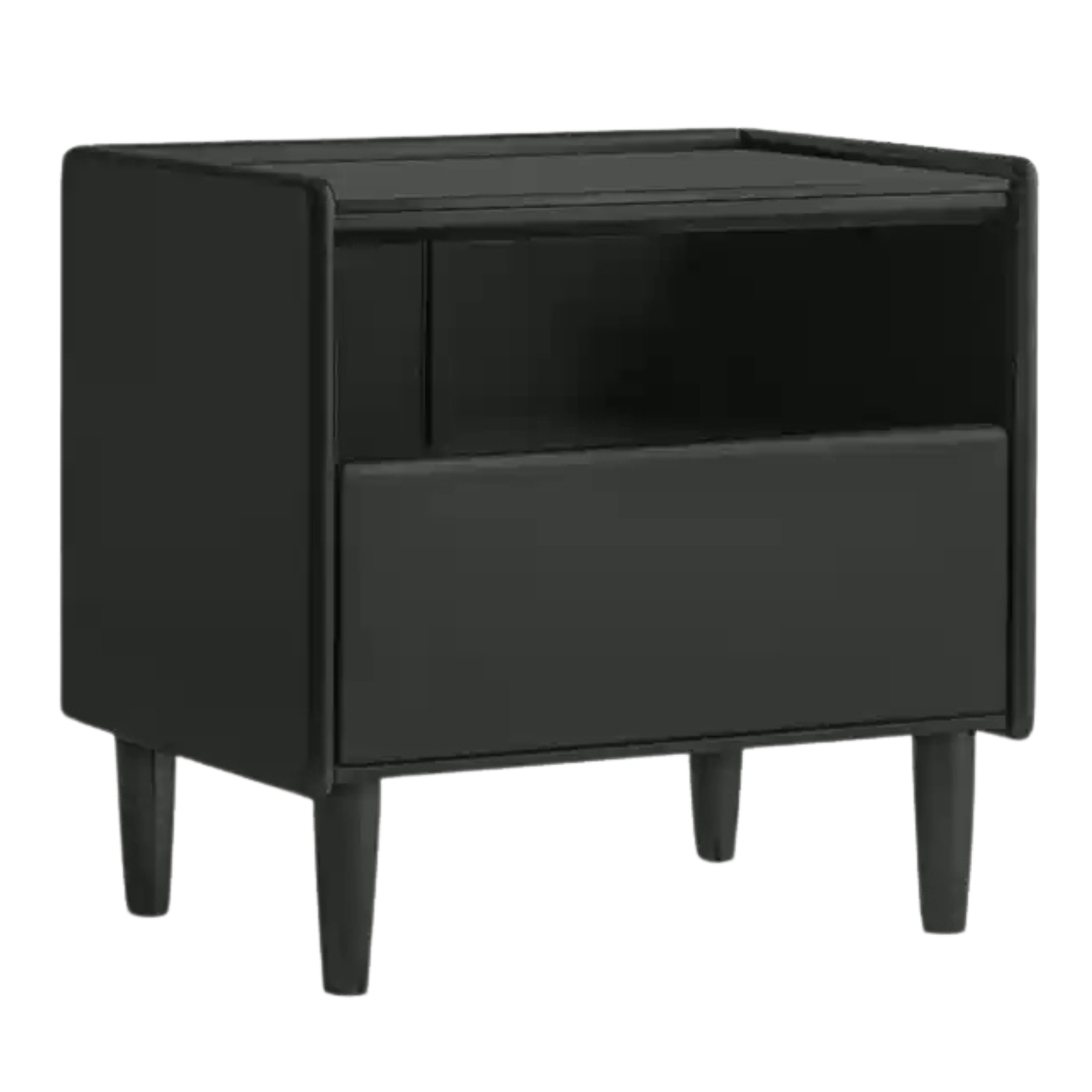 Solid RubberWood Modern Black Nightstand.