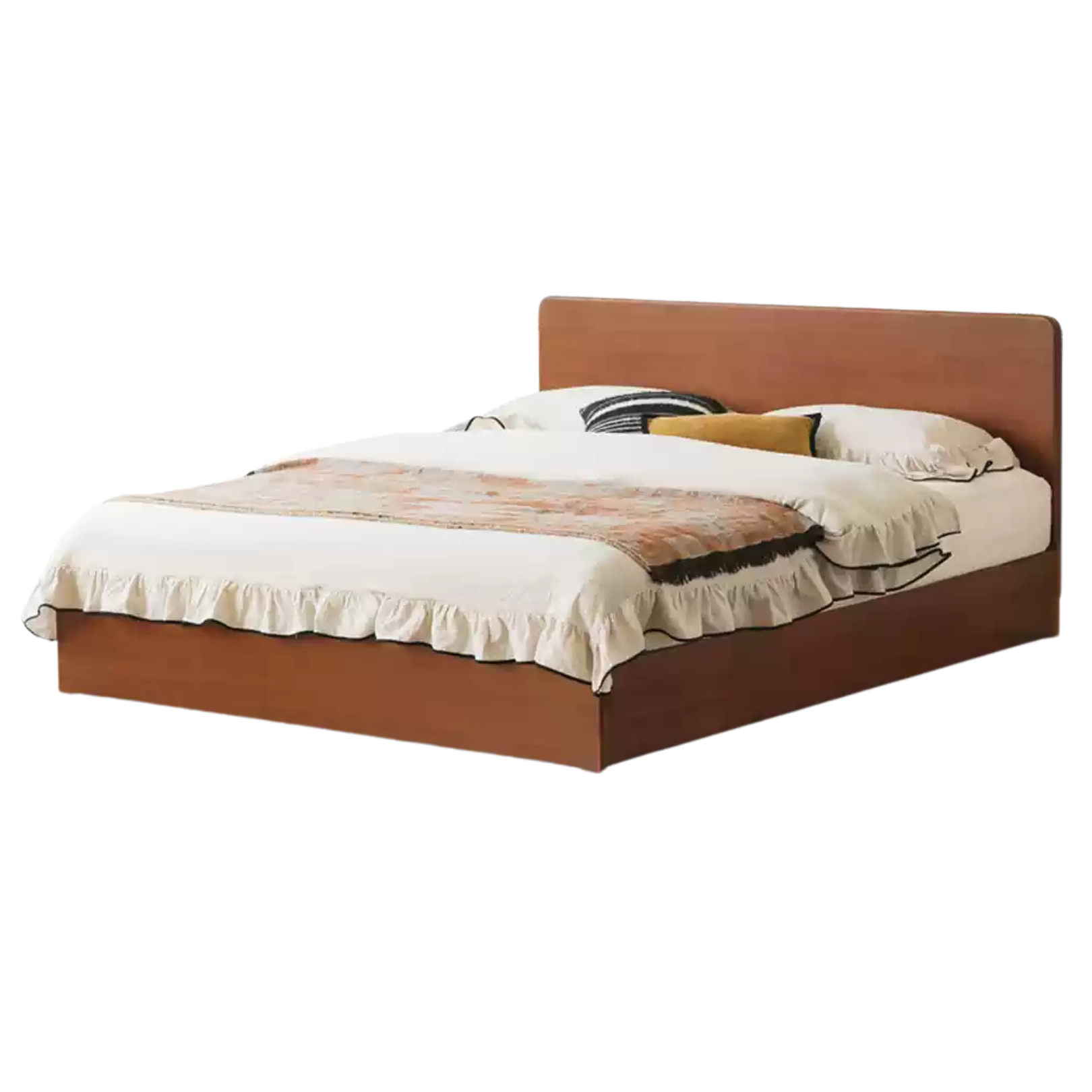 Poplar Solid Wood Storage Bed with Flat Panel Headboard