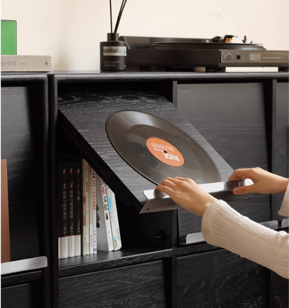 Oak Solid Wood Black Storage Combination Module Cabinet