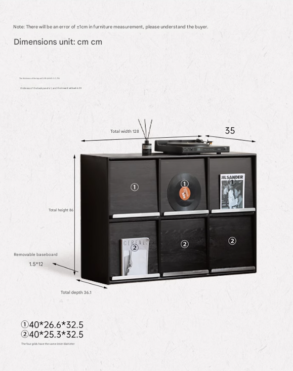 Oak Solid Wood Black Storage Combination Module Cabinet