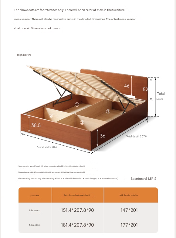 Poplar Solid Wood Storage Bed with Flat Panel Headboard