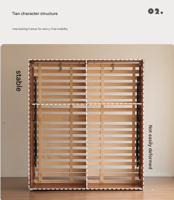 Poplar Solid Wood Storage Bed with Flat Panel Headboard