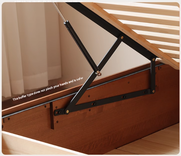 Poplar Solid Wood Storage Bed with Flat Panel Headboard