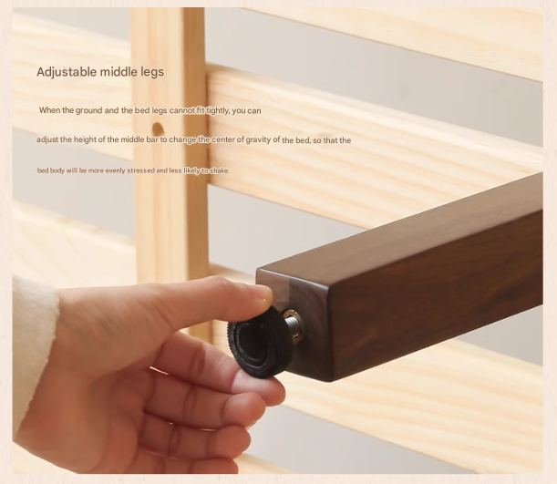 Black Walnut, Poplar Solid Wood Double Bed with Soft Backrest, Retro American Style