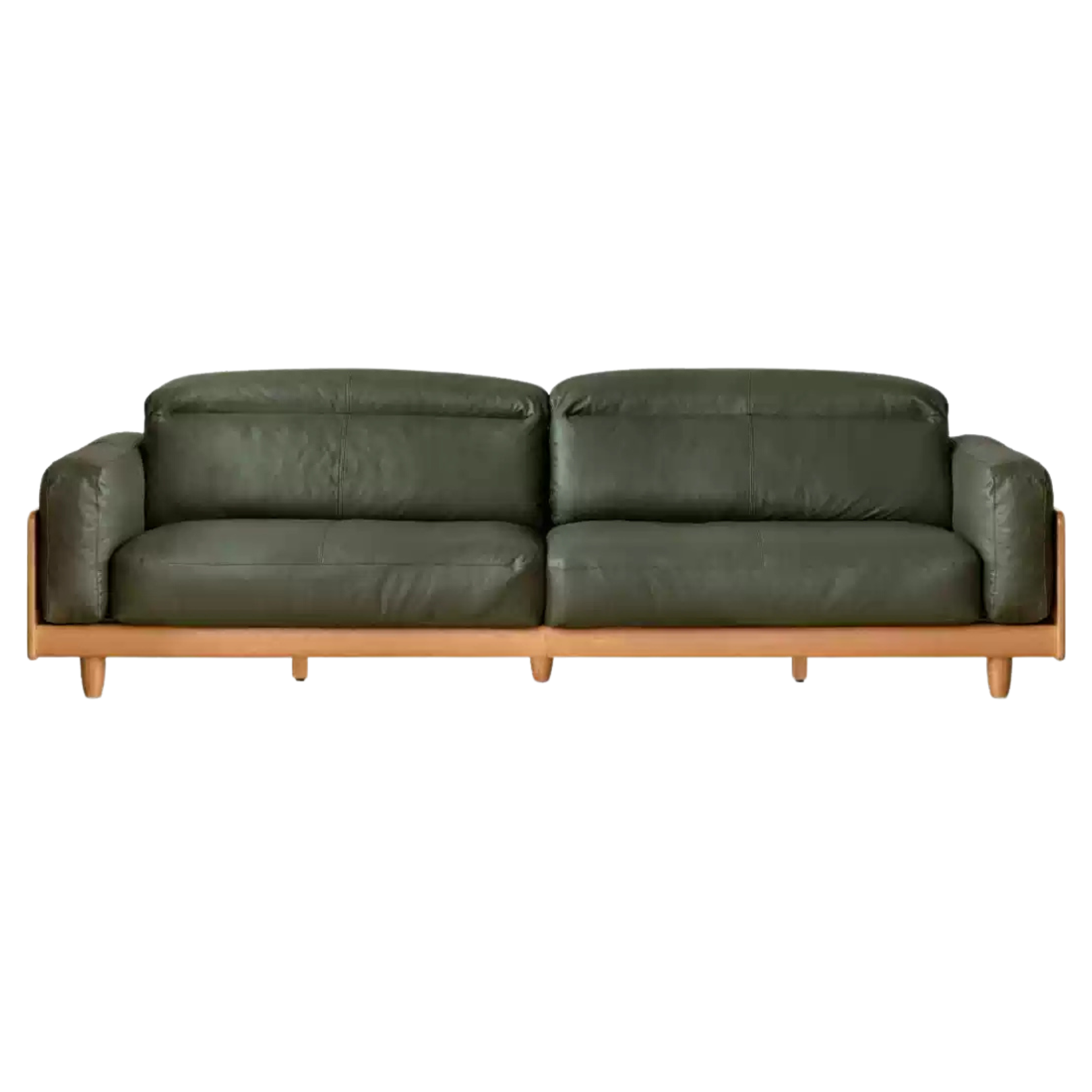 Cherry Wood Solid Wood Modern Leather Sofa