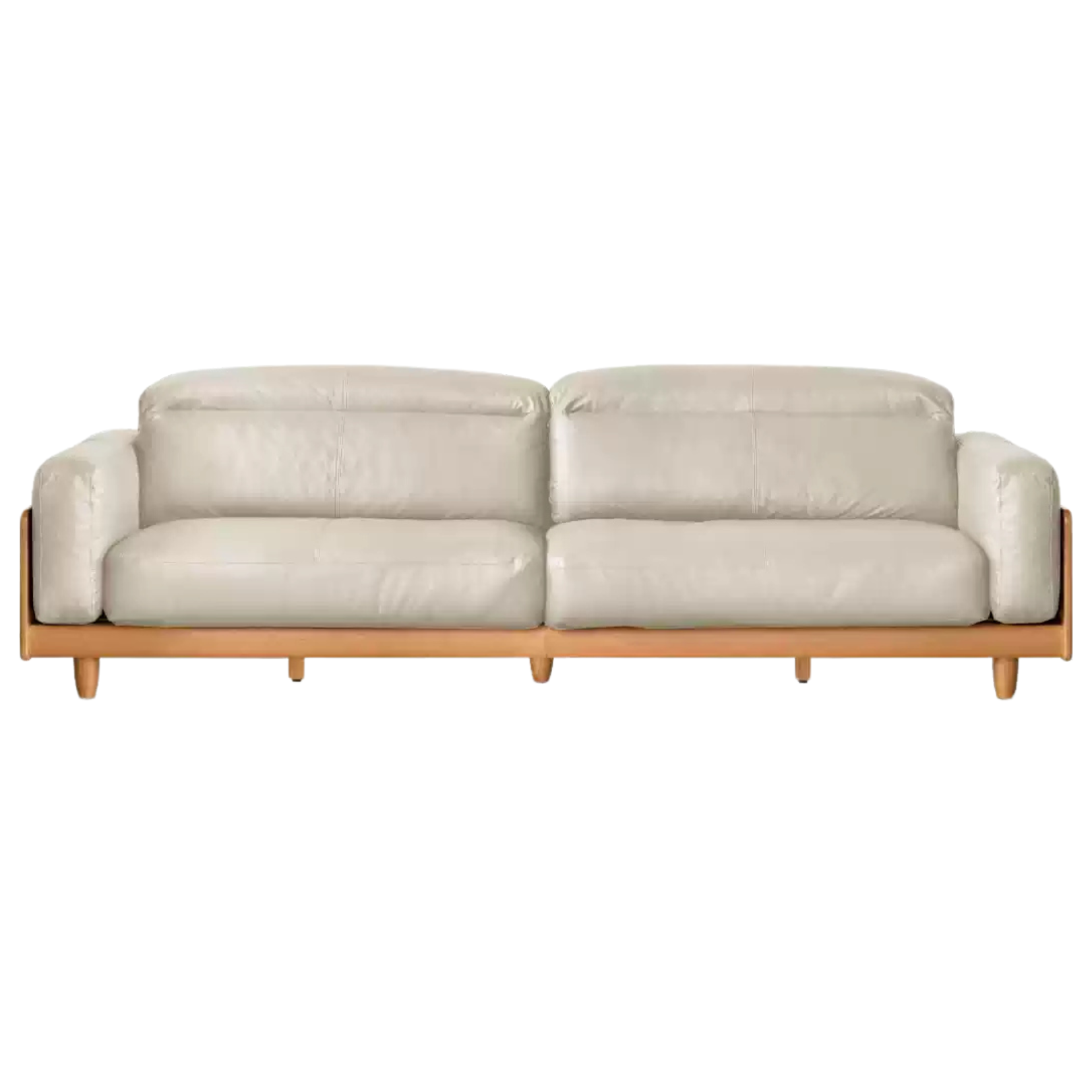 Cherry Wood Solid Wood Modern Leather Sofa