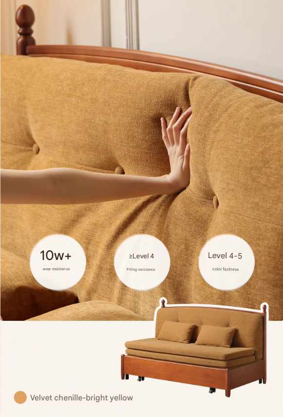 Poplar Solid Wood Telescopic French Vintage Sitting and Sleeping Dual purpose Sofa