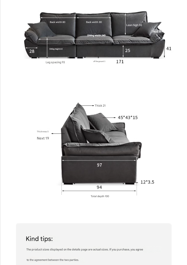 Fabric Coastal-style scratch-resistant sofa
