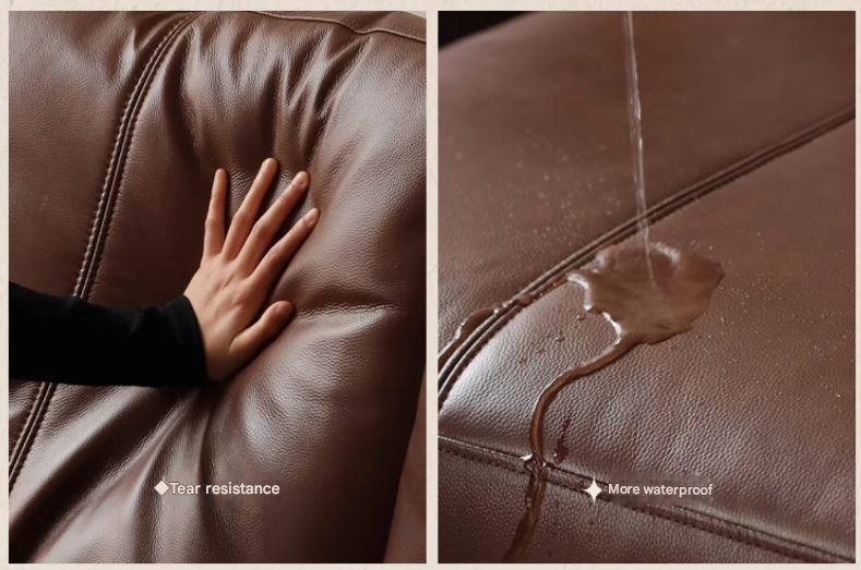 Genuine Leather American Retro High Back Sofa