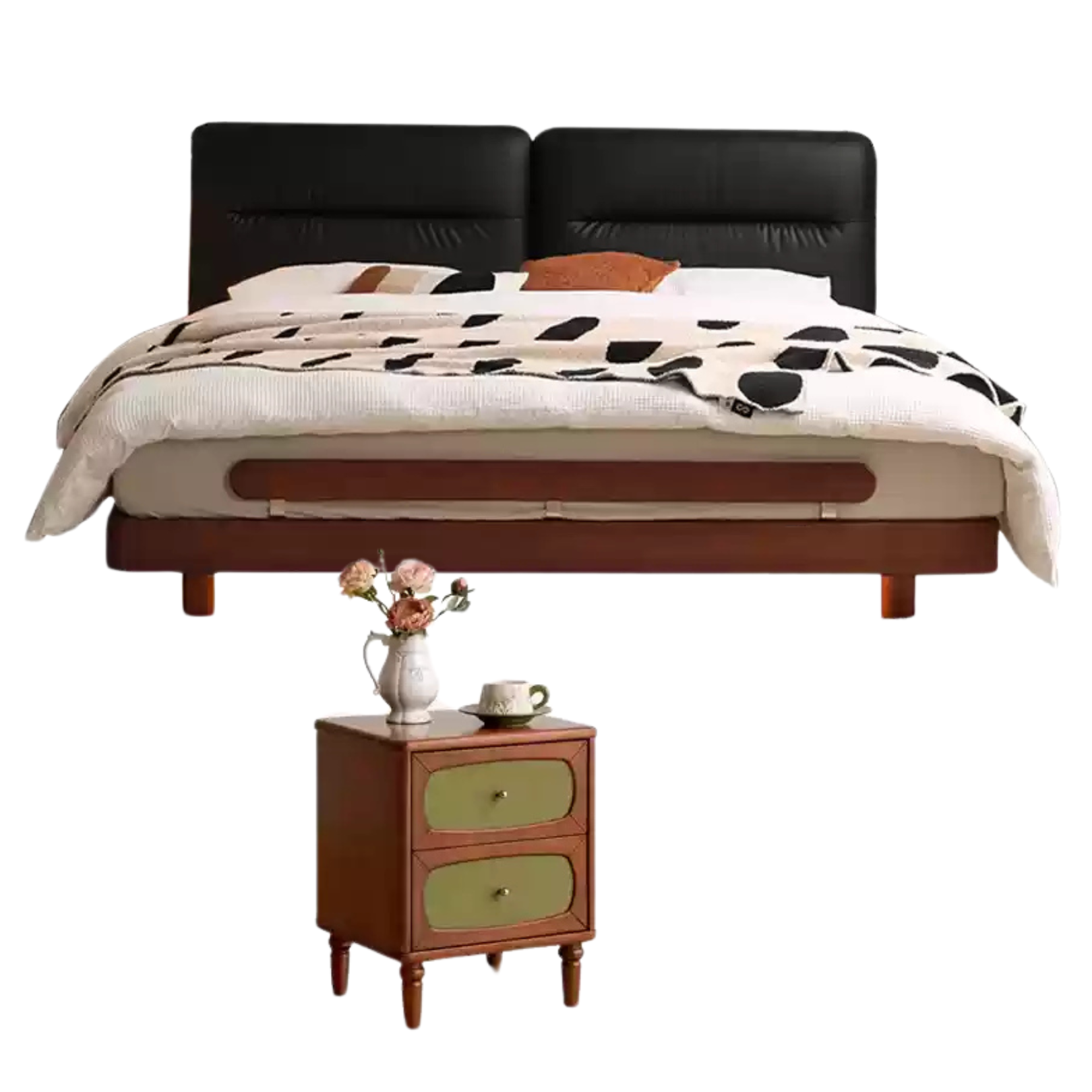 Poplar, Oak solid wood vintage soft retro bed