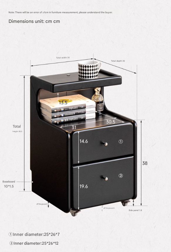 Solid RubberWood Multi Functional Nightstand.