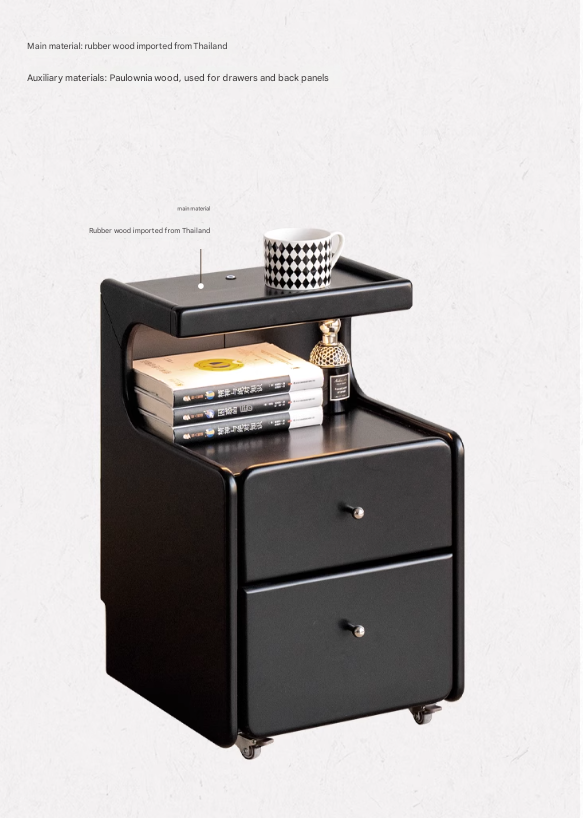 Solid RubberWood Multi Functional Nightstand.