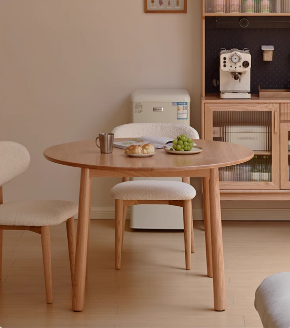 Oak Solid Wood Round Dining Table